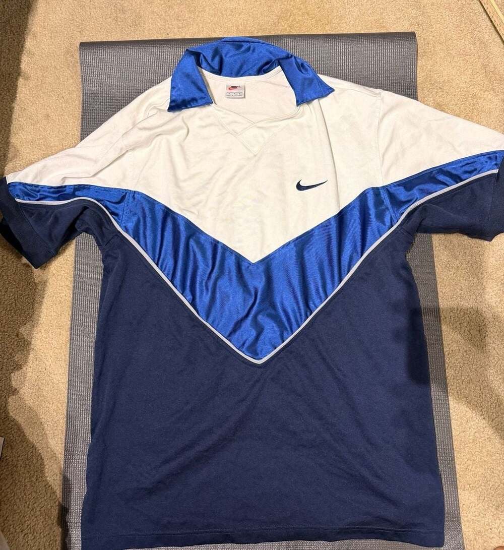 Vintage 90s Nike Hoops Oval Logo Colorblock Polo Jersey Shirt Medium